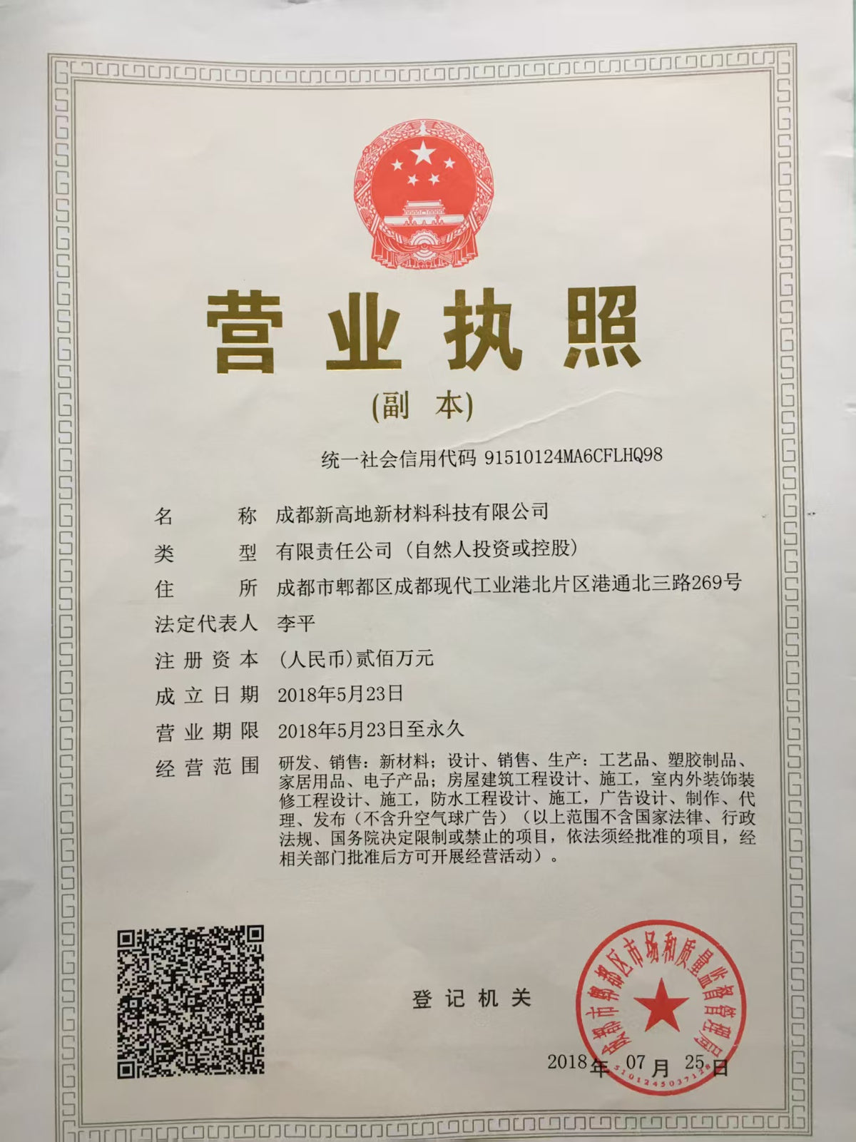 Business registration document