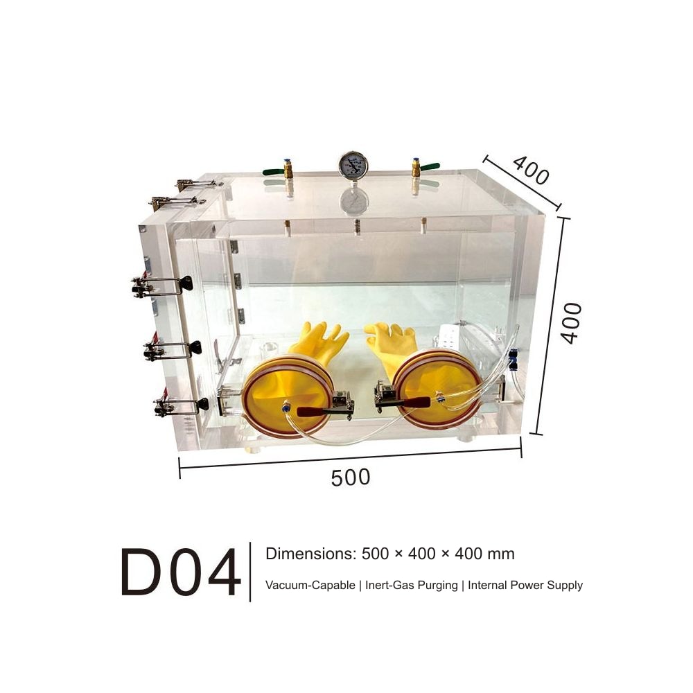 Dimensions: 500 × 400 × 400 mm — Vacuum-Capable | Inert-Gas Purging | Internal Power Supply