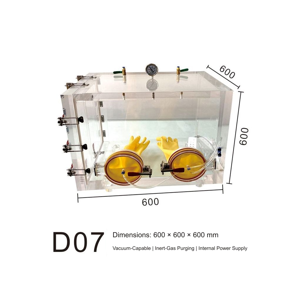 Dimensions: 600 × 600 × 600 mm — Vacuum-Capable | Inert-Gas Purging | Internal Power Supply